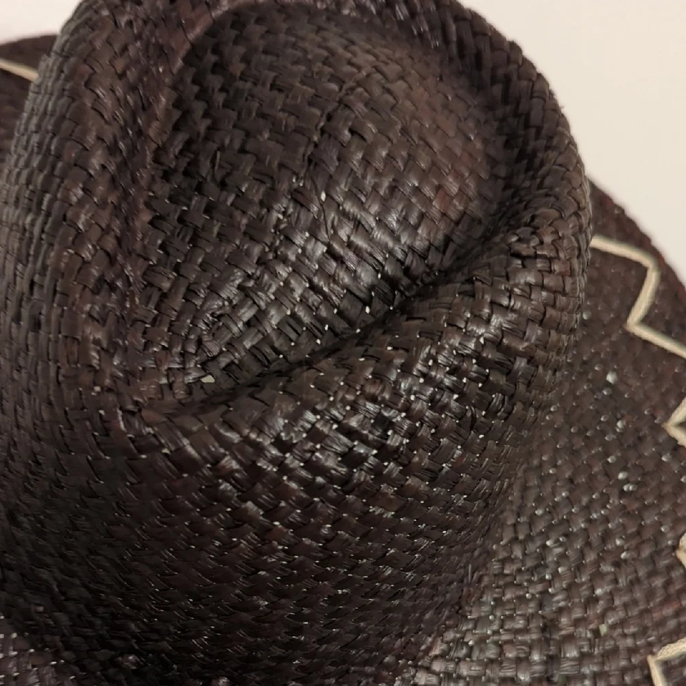 Brixton Dark Brown Woven Hat with Cream Zigzag Accent